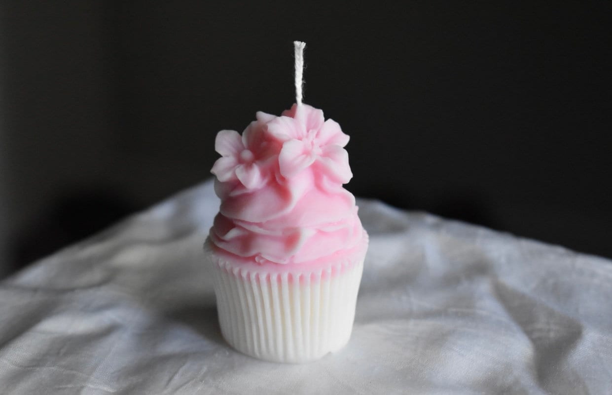 Cupcake Hibiscus Candle Tropical Flowers Mini Cake Girly Accessories Coconut Girl Beachy Coastal Decor