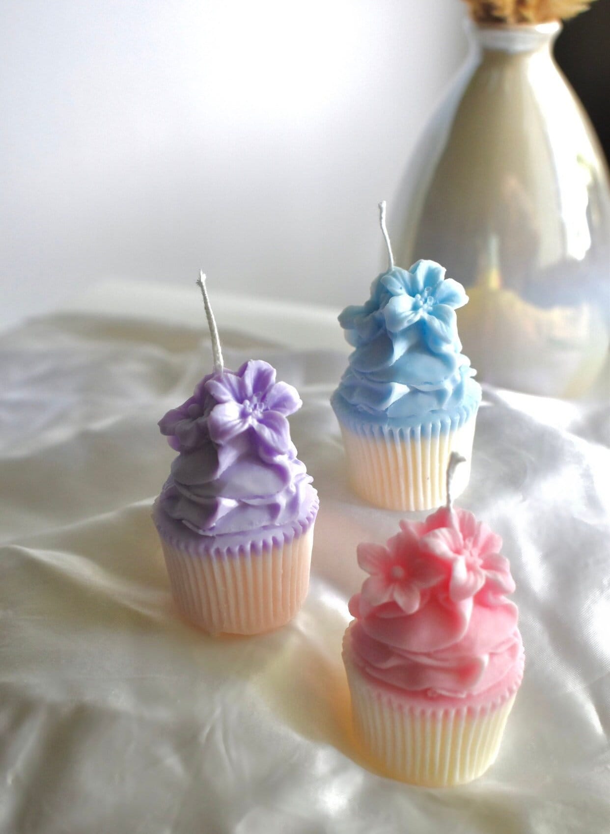 Cupcake Hibiscus Candle Tropical Flowers Mini Cake Girly Accessories Coconut Girl Beachy Coastal Decor