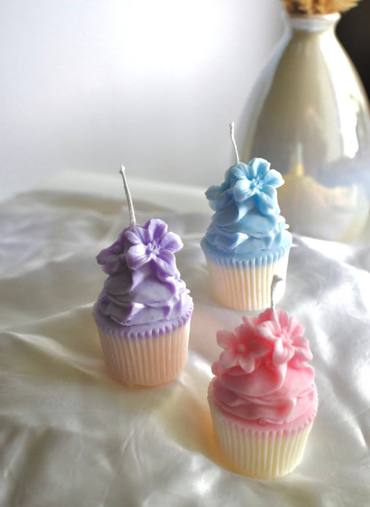 Cupcake Hibiscus Candle Tropical Flowers Mini Cake Girly Accessories Coconut Girl Beachy Coastal Decor