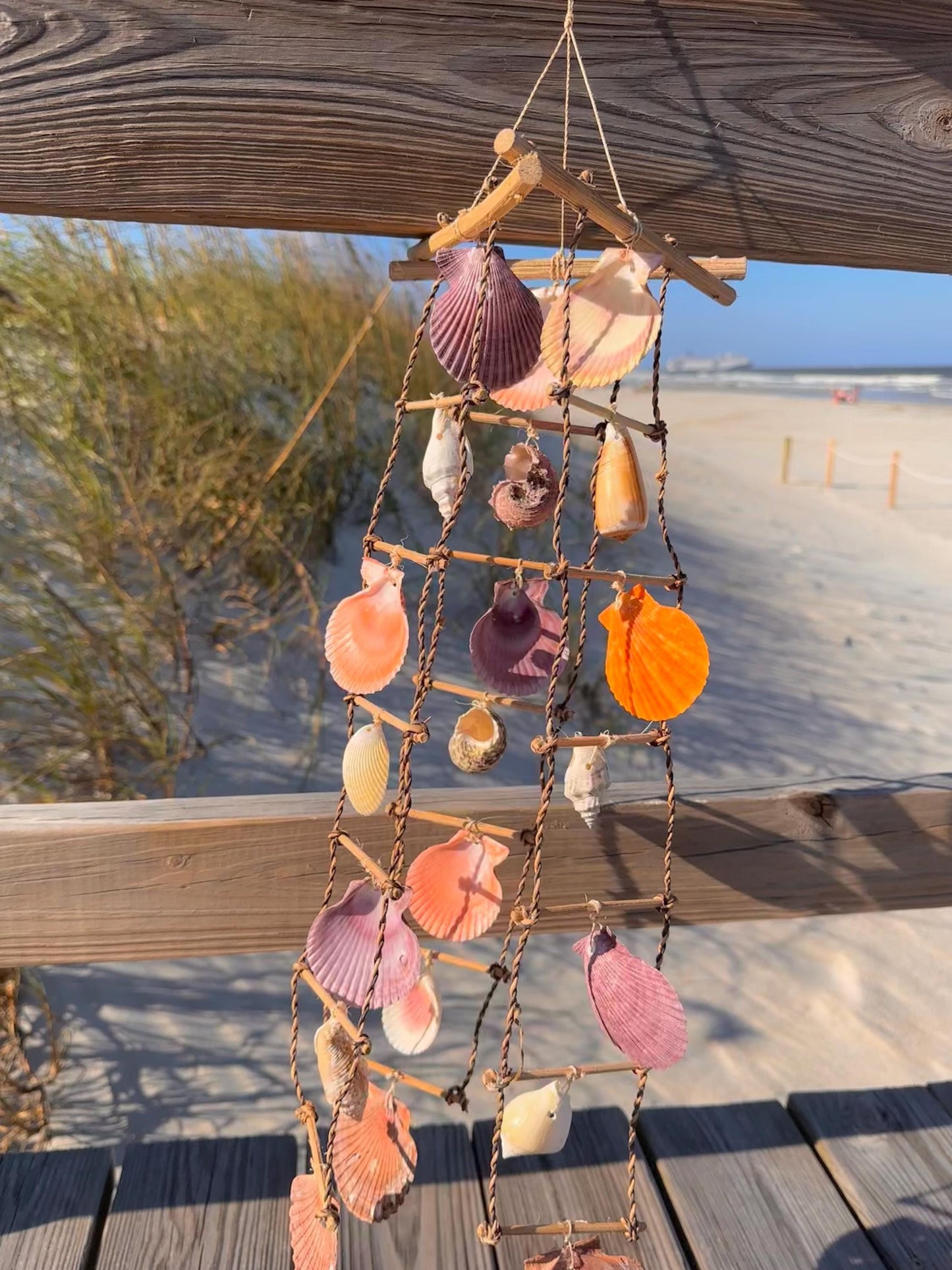 Multicolor Shell Windchime Hanging Beachy Wall Decor Ocean Home