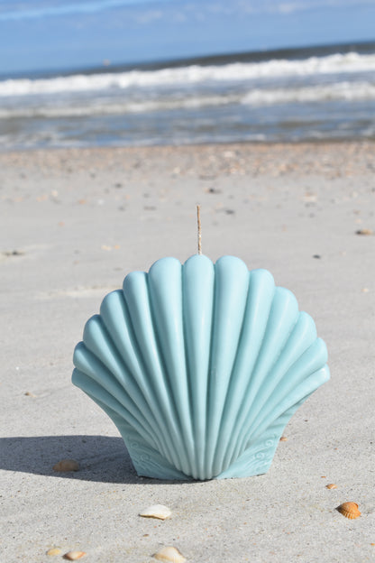 Blue Jumbo Shell Candle