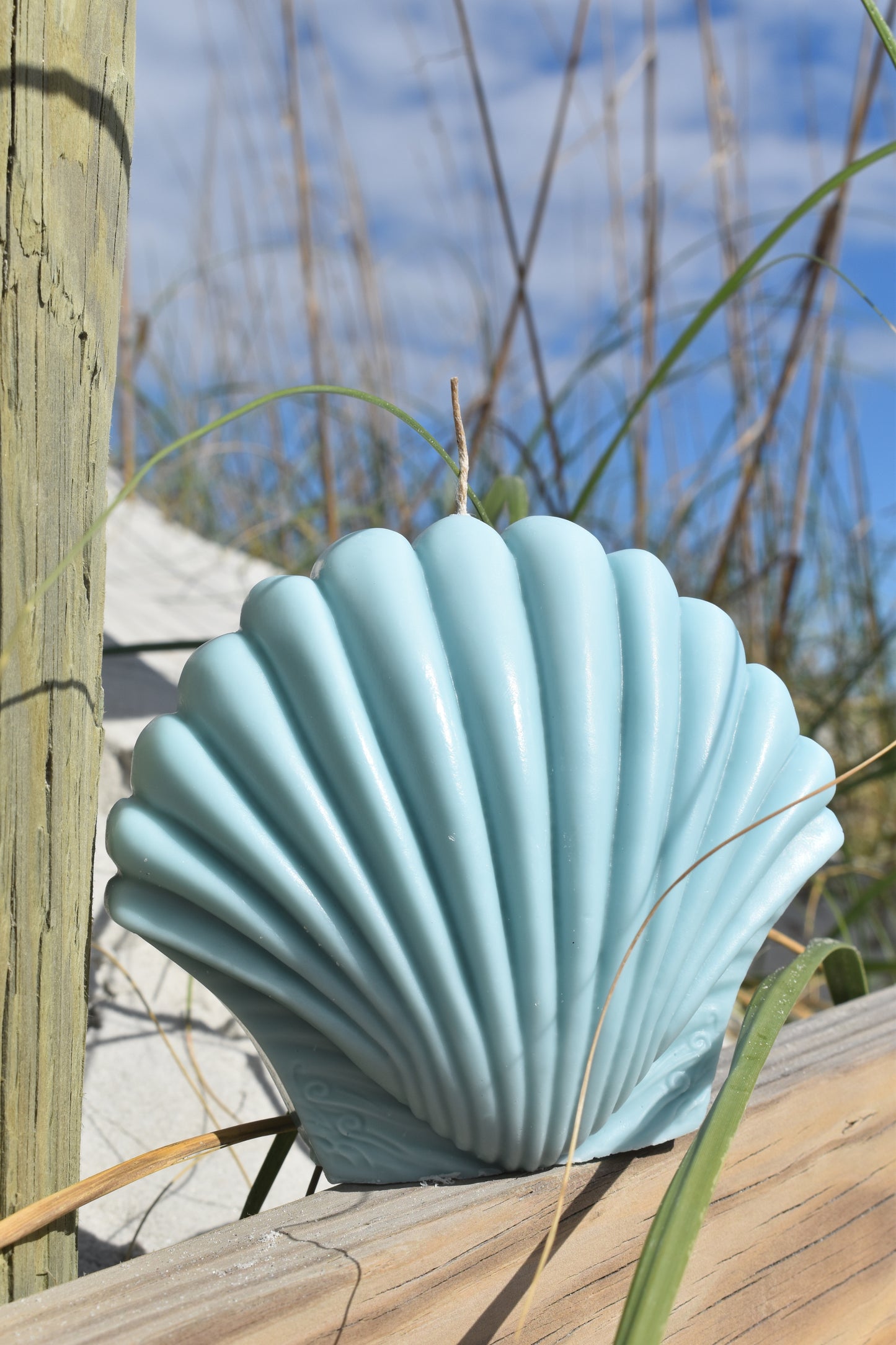 Blue Jumbo Shell Candle