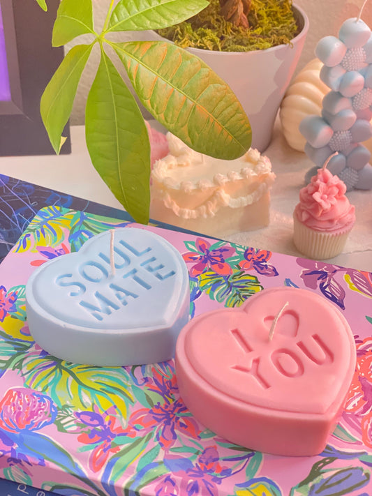 Candy Heart Conversation Candle| Valentines Day Gift|Anniversary Gift| Couples| For Him| For Her| Cute Candles| Valentines Day Decor|
