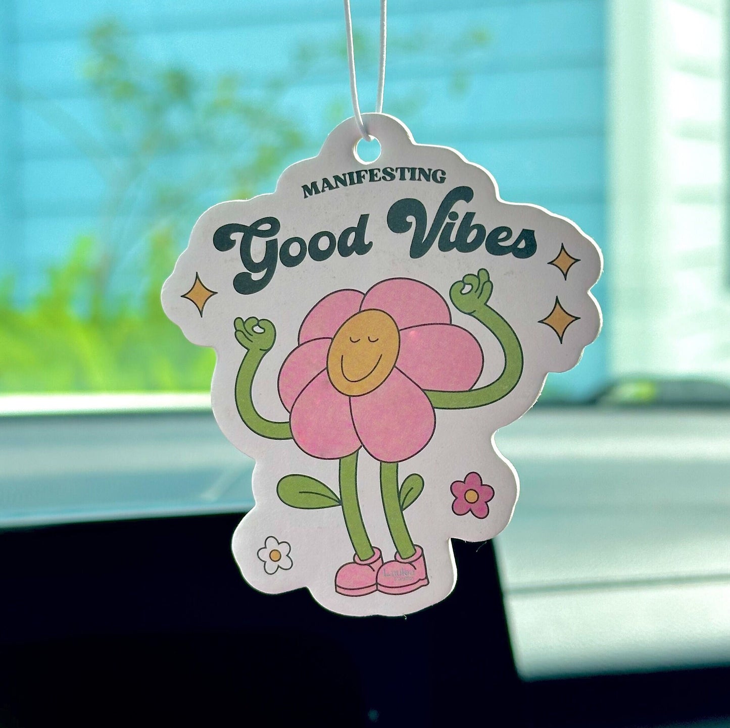 Manifesting Good Vibes Car Freshener| Tropical Flower | Cute Car Accessories  Car Freshie| Pink Car| Hawaiian Accessories Decor| Boho|Beachy