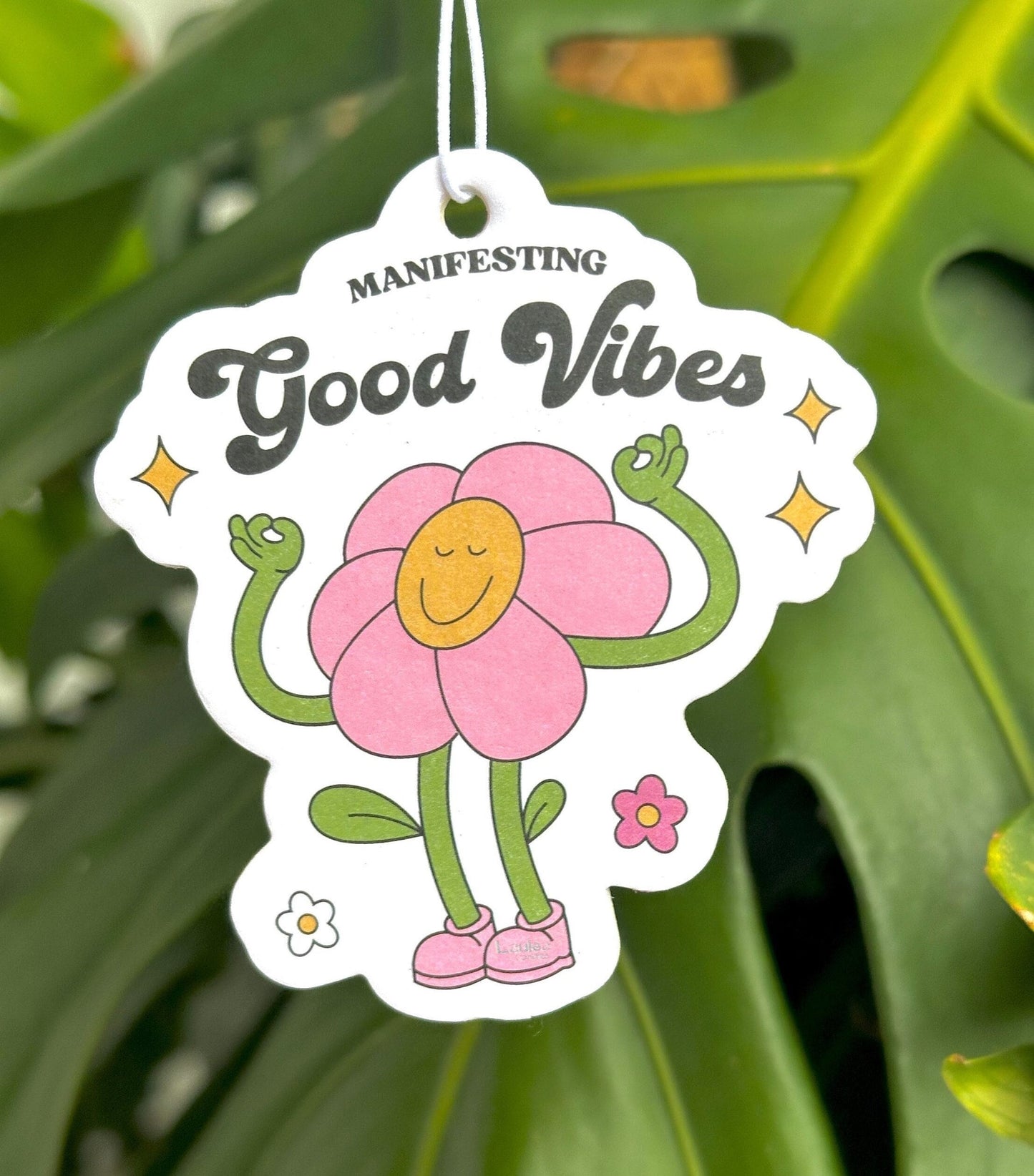 Manifesting Good Vibes Car Freshener| Tropical Flower | Cute Car Accessories  Car Freshie| Pink Car| Hawaiian Accessories Decor| Boho|Beachy