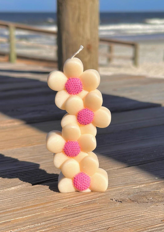 Daisy Flower Candle Pink & White Tropical Coconut Girl Coastal Cowgirl Floral Beachy Decor Trendy Boho| Aesthetic Dorm Preppy Soy