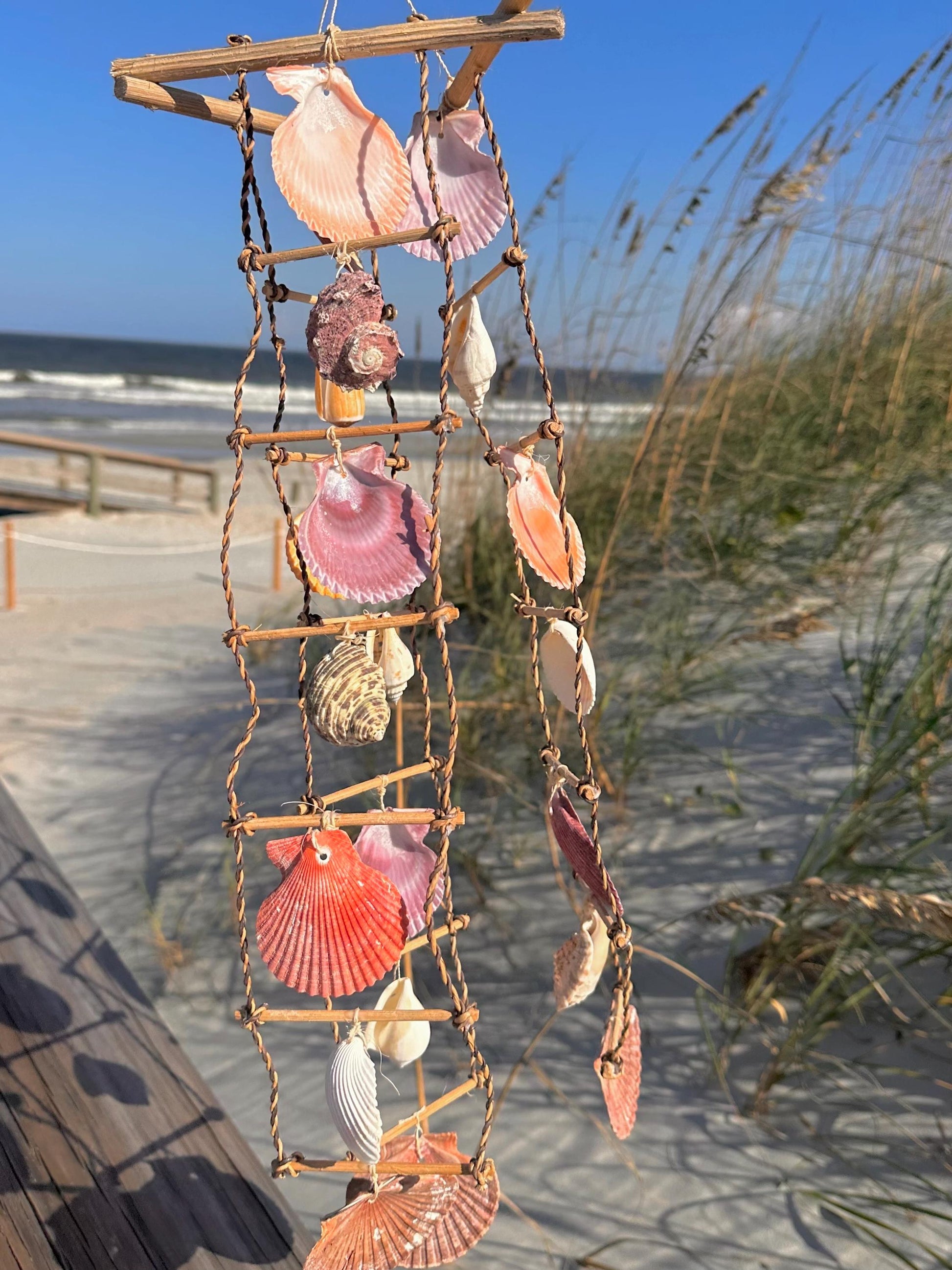 Multicolor Shell Windchime Hanging Beachy Wall Decor Ocean Home