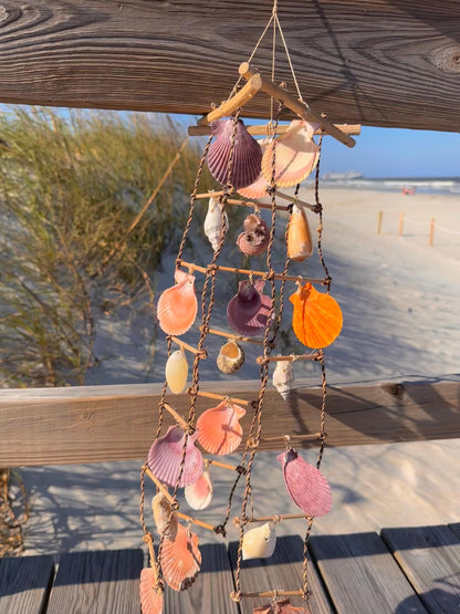 Multicolor Shell Windchime Hanging Beachy Wall Decor Ocean Home