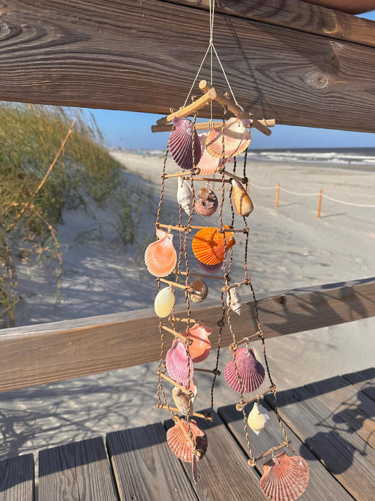 Multicolor Shell Windchime Hanging Beachy Wall Decor Ocean Home