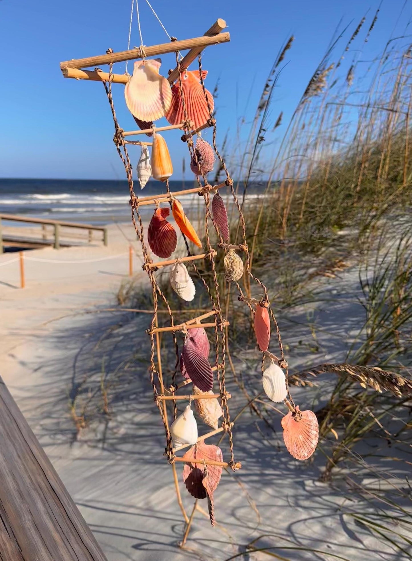 Multicolor Shell Windchime Hanging Beachy Wall Decor Ocean Home