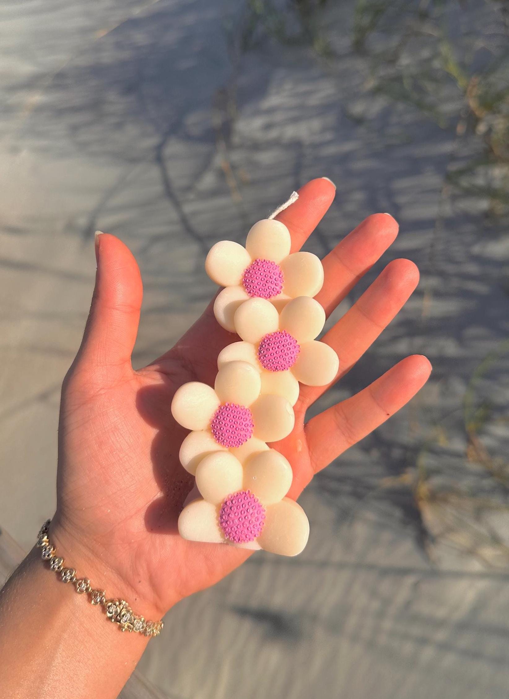 Daisy Flower Candle Pink & White Tropical Coconut Girl Coastal Cowgirl Floral Beachy Decor Trendy Boho| Aesthetic Dorm Preppy Soy